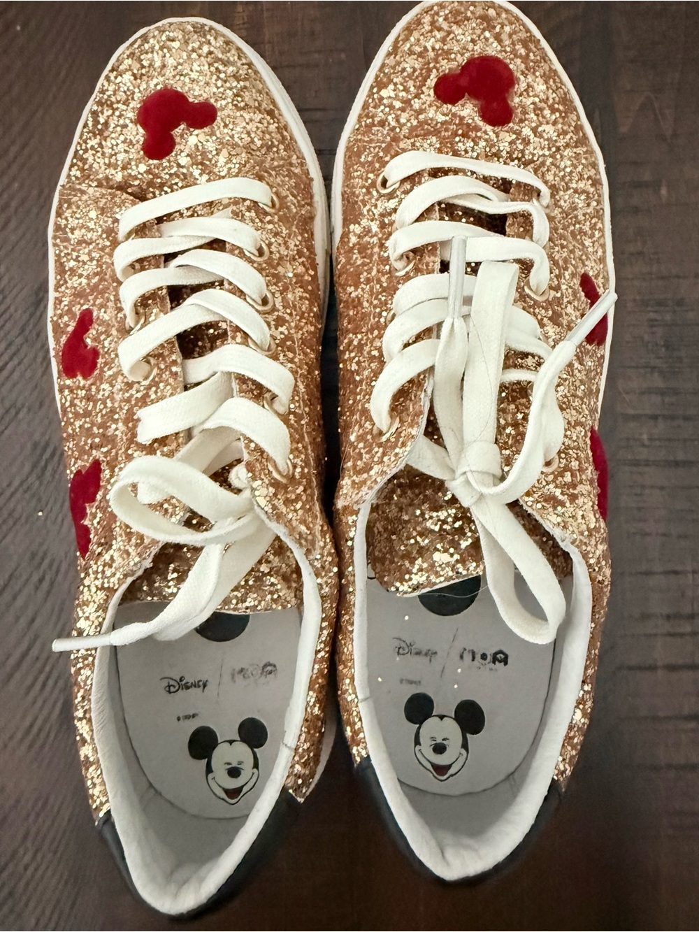 MOA Master of Arts x Disney Mickey Mouse Gold Glitter Sneakers Women’s 6.5 EU 37